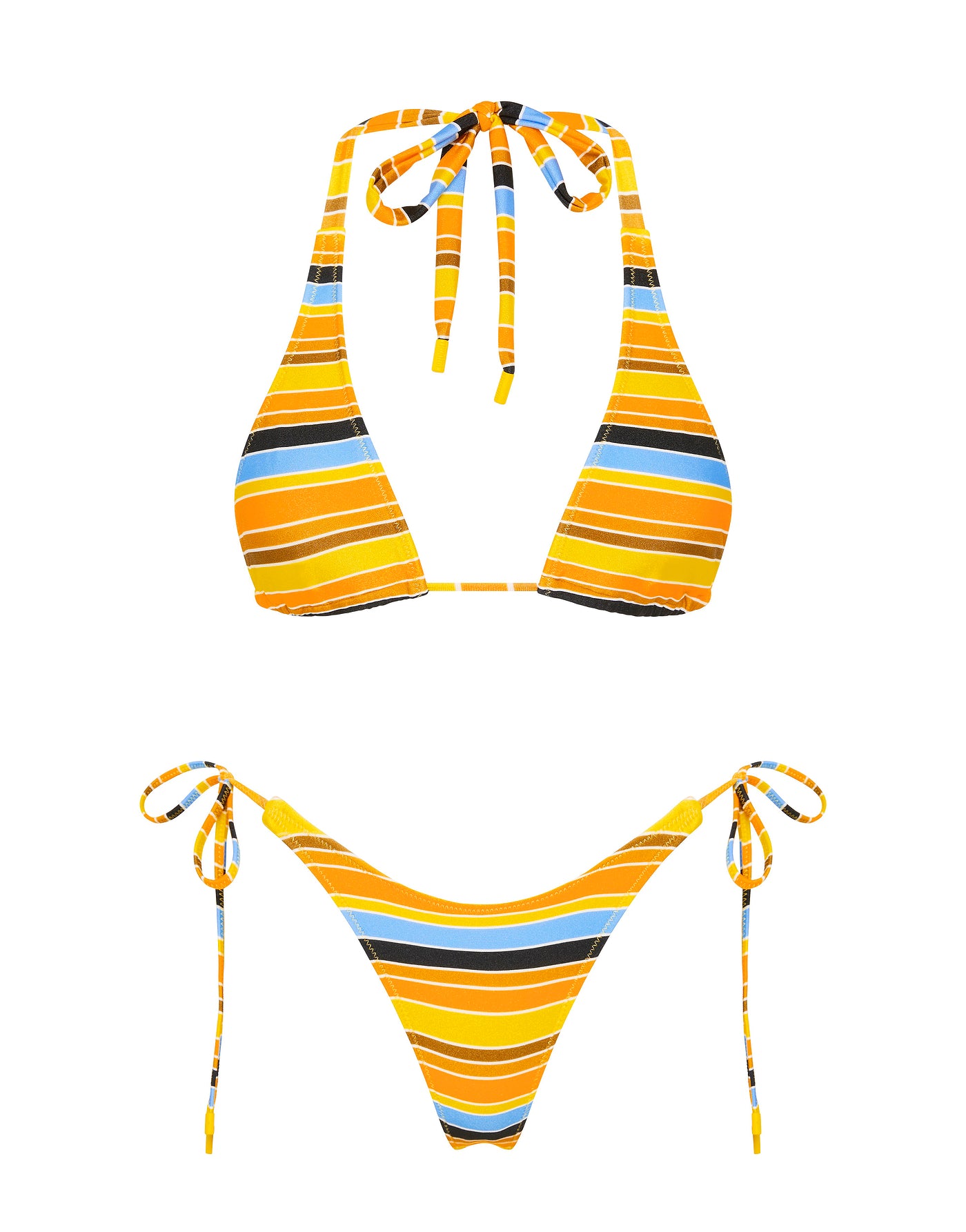 DARA TORE Stripe Triangle Bikini Set