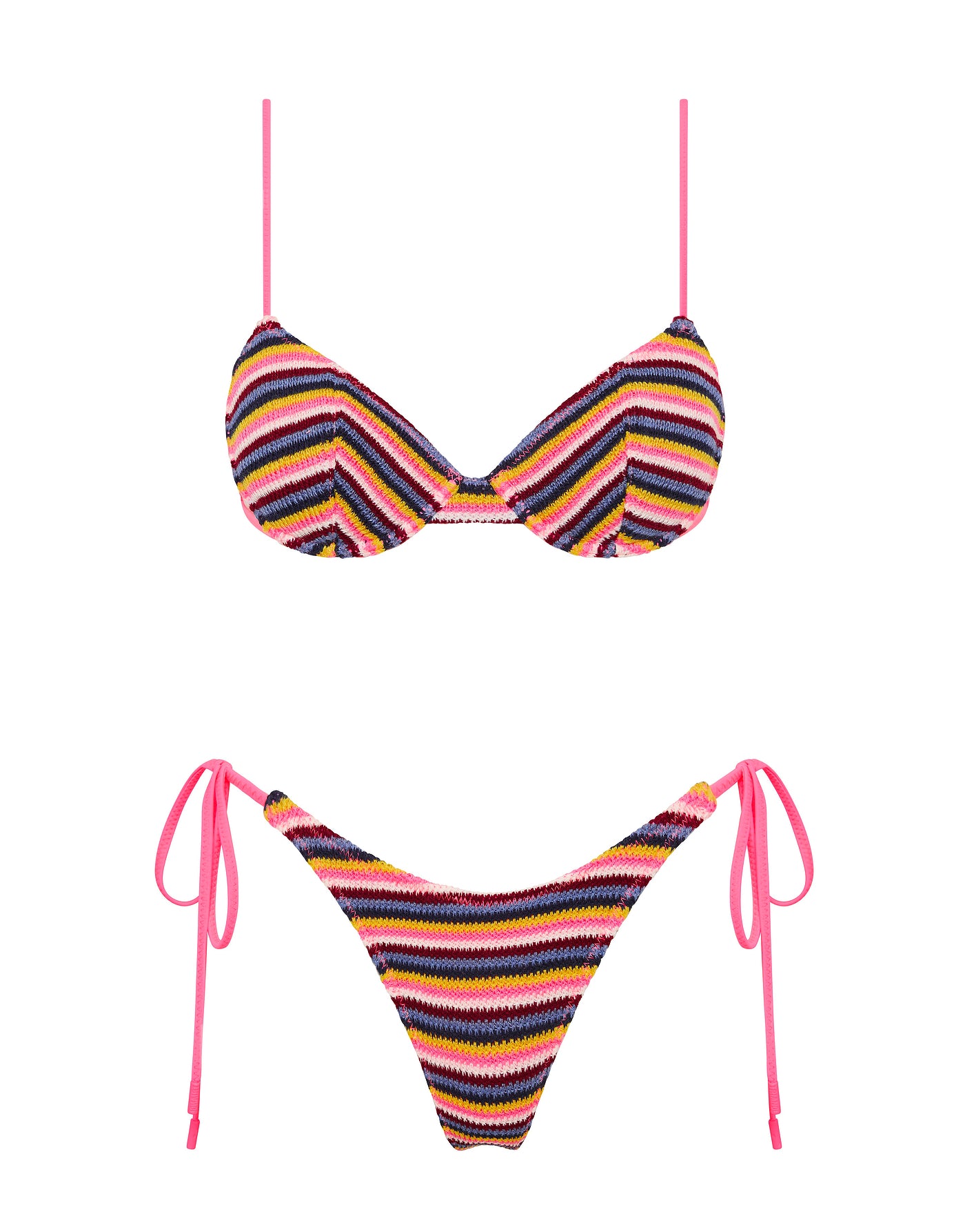 JARA LONI Stripe Crochet Balconette Bikini