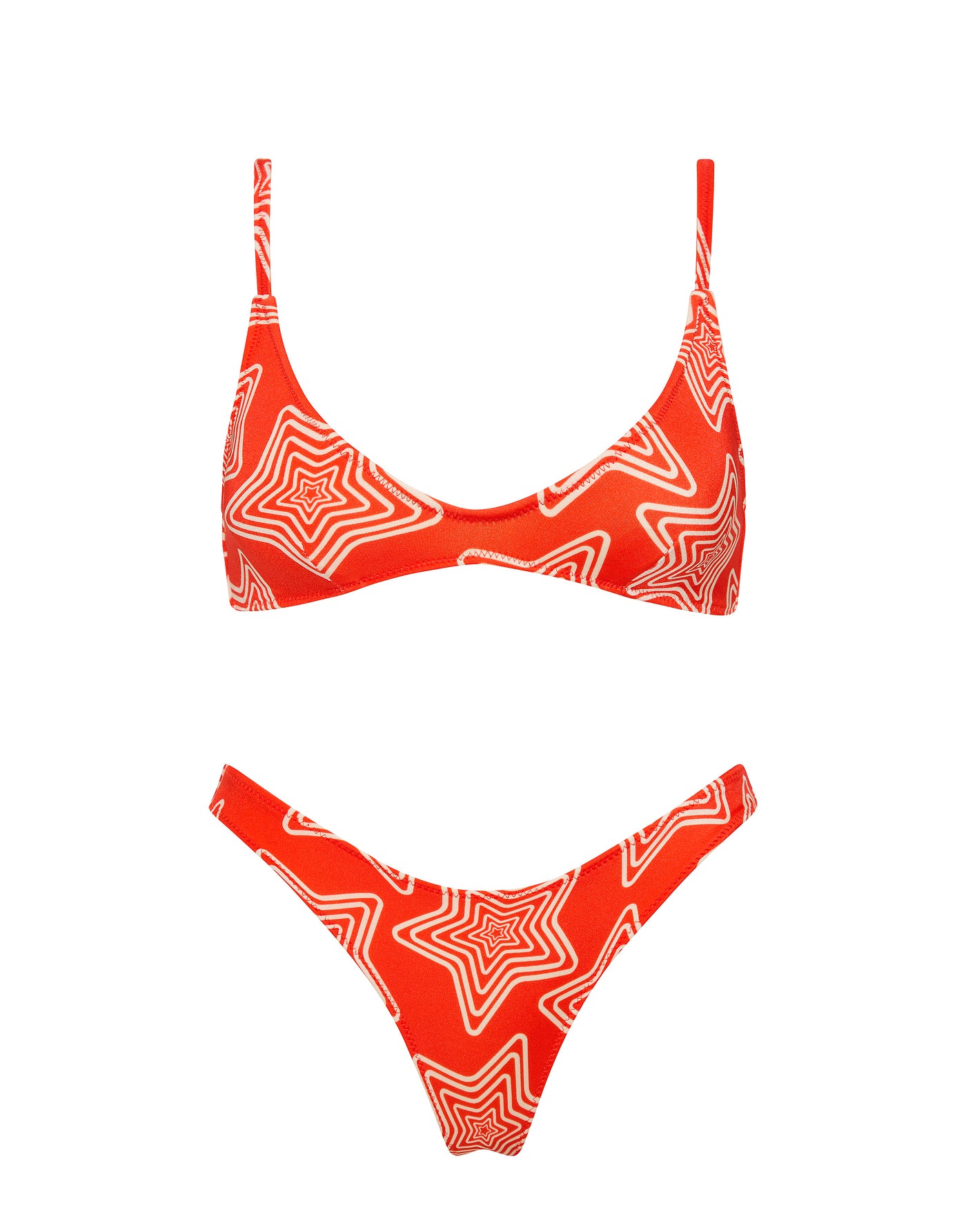 MAIA ELVI Red Star Scoop Bikini Set