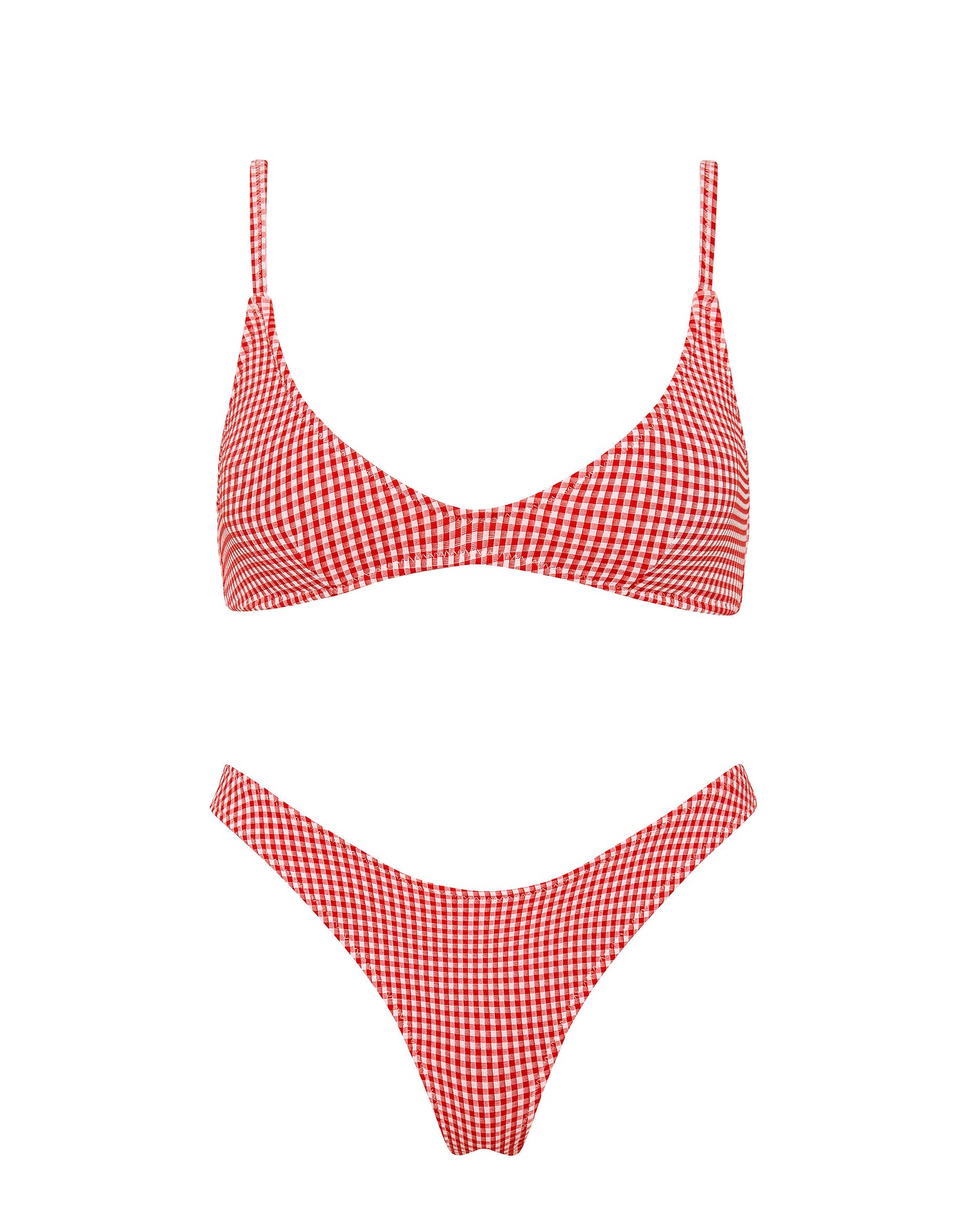 MAIA PRON Red Gingham Scoop Bikini Set