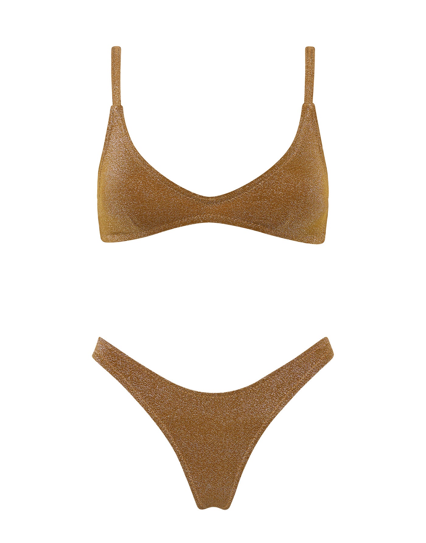 MAIA TINE SPARKLE Brown Sparkle Scoop Bikini Set