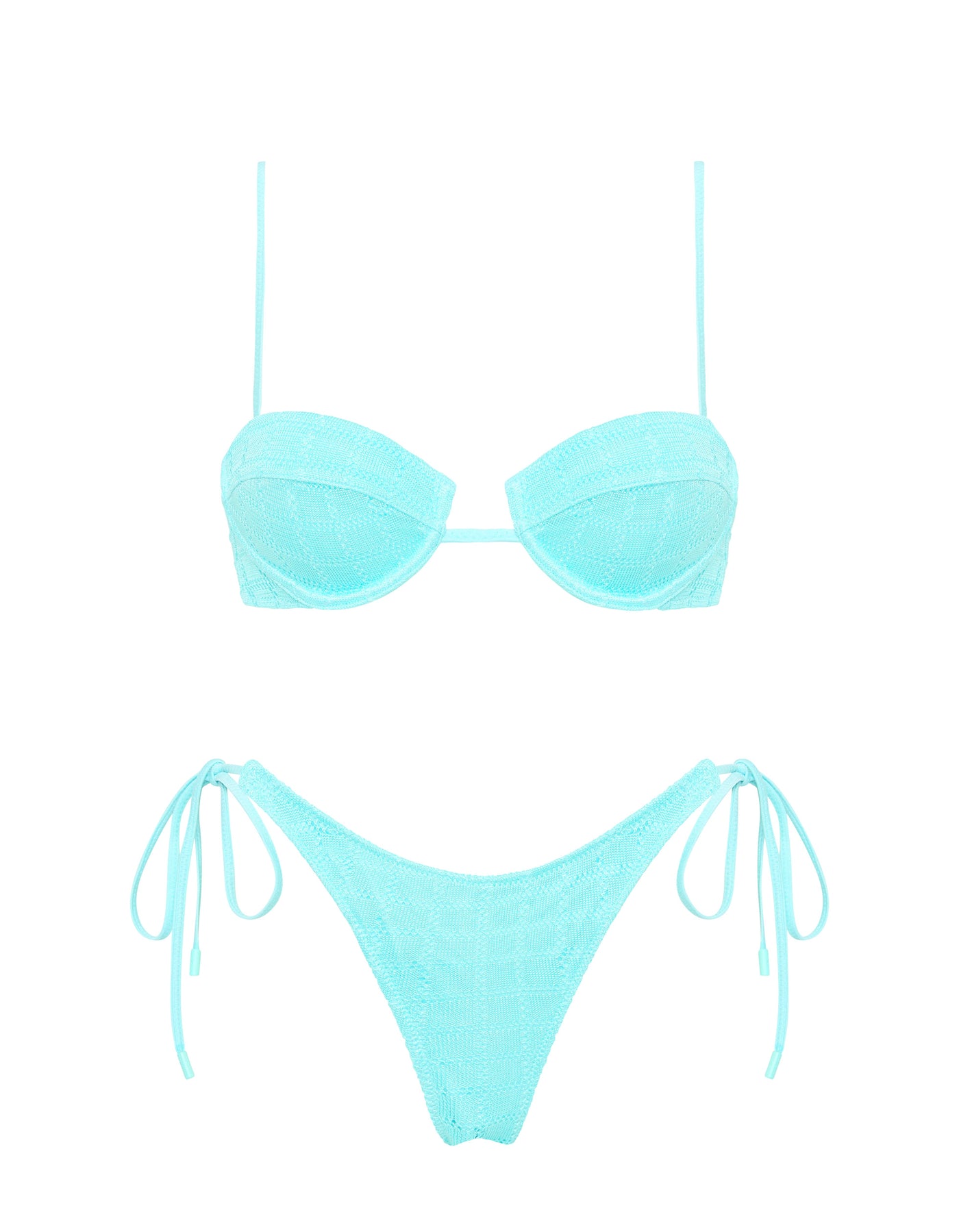 MALA JAVE Blue Crochet Balconette Bikini Set