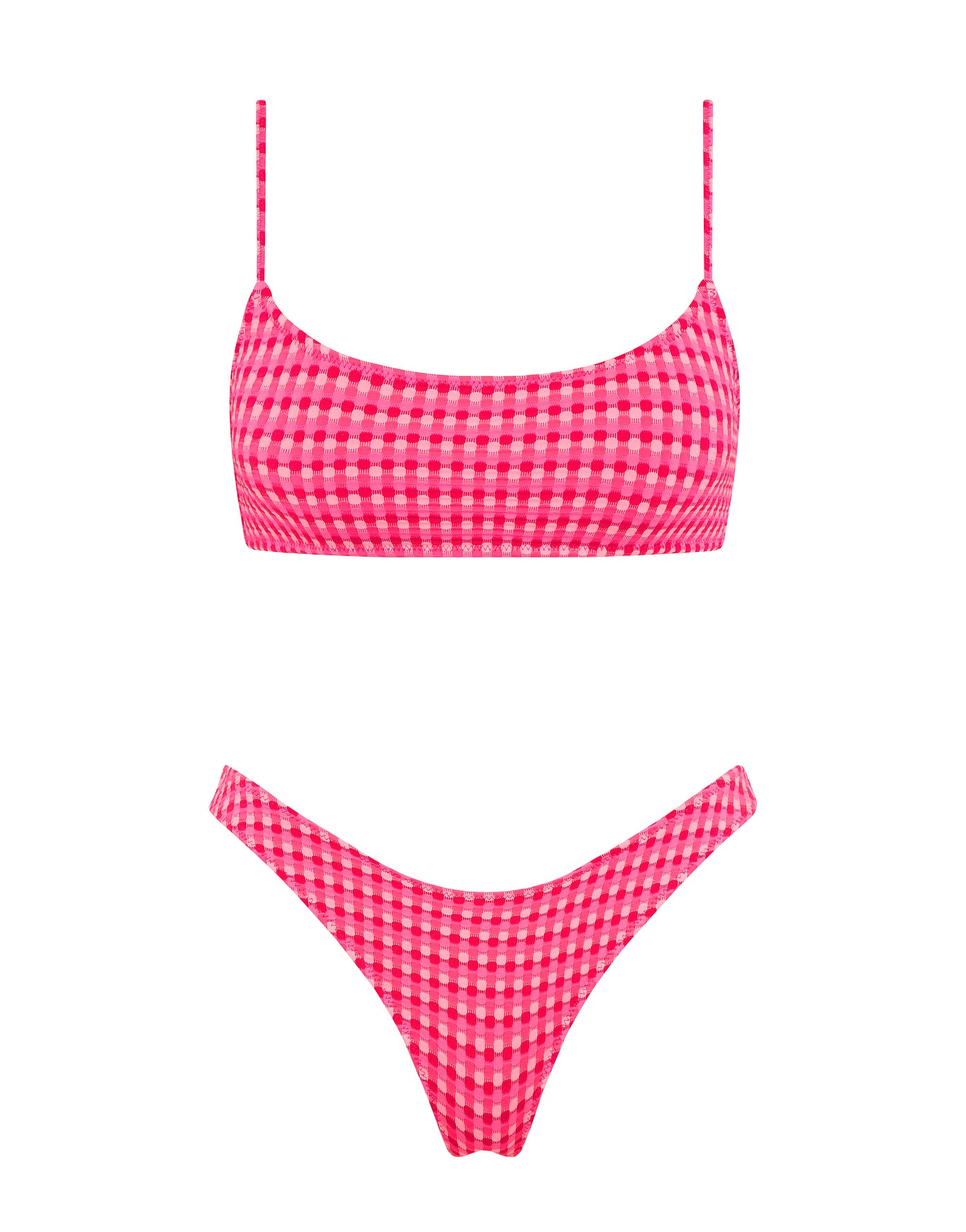 MICA ADAO Pink Textured Crop Bikini Set