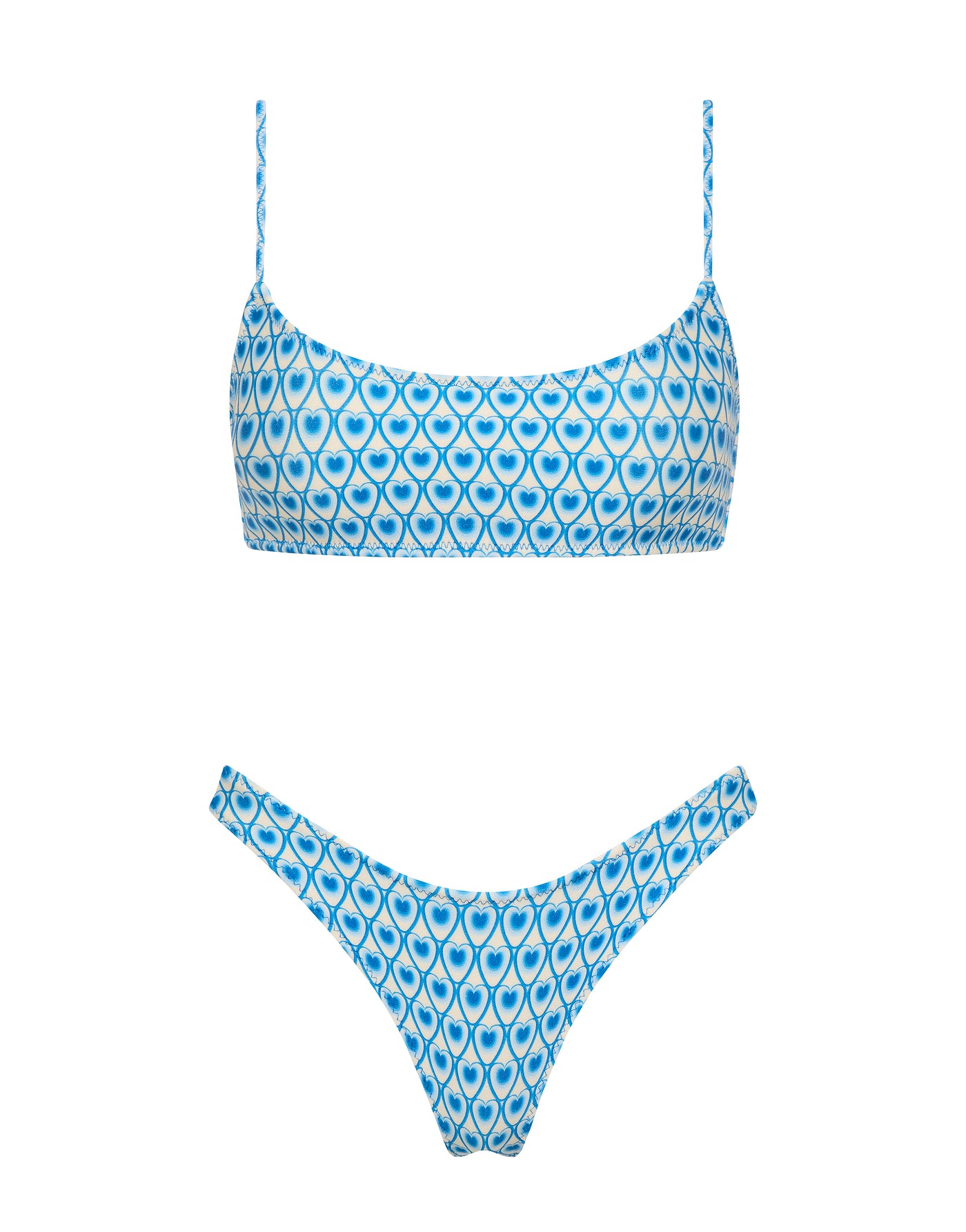 MICA RIYA Blue Geometric Crop Bikini Set