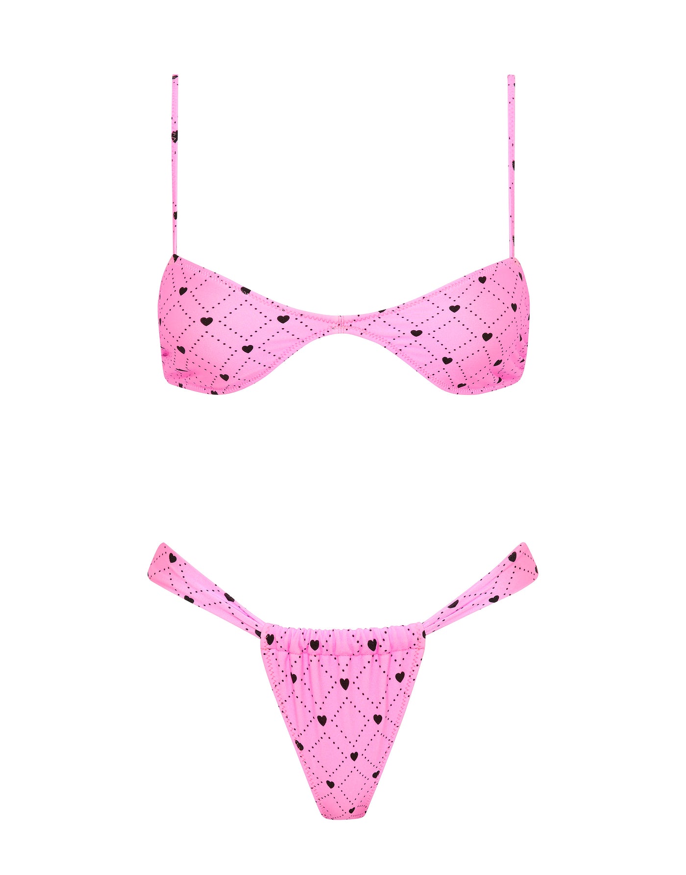 STELL CASSI Pink Heart Scoop Bikini Set