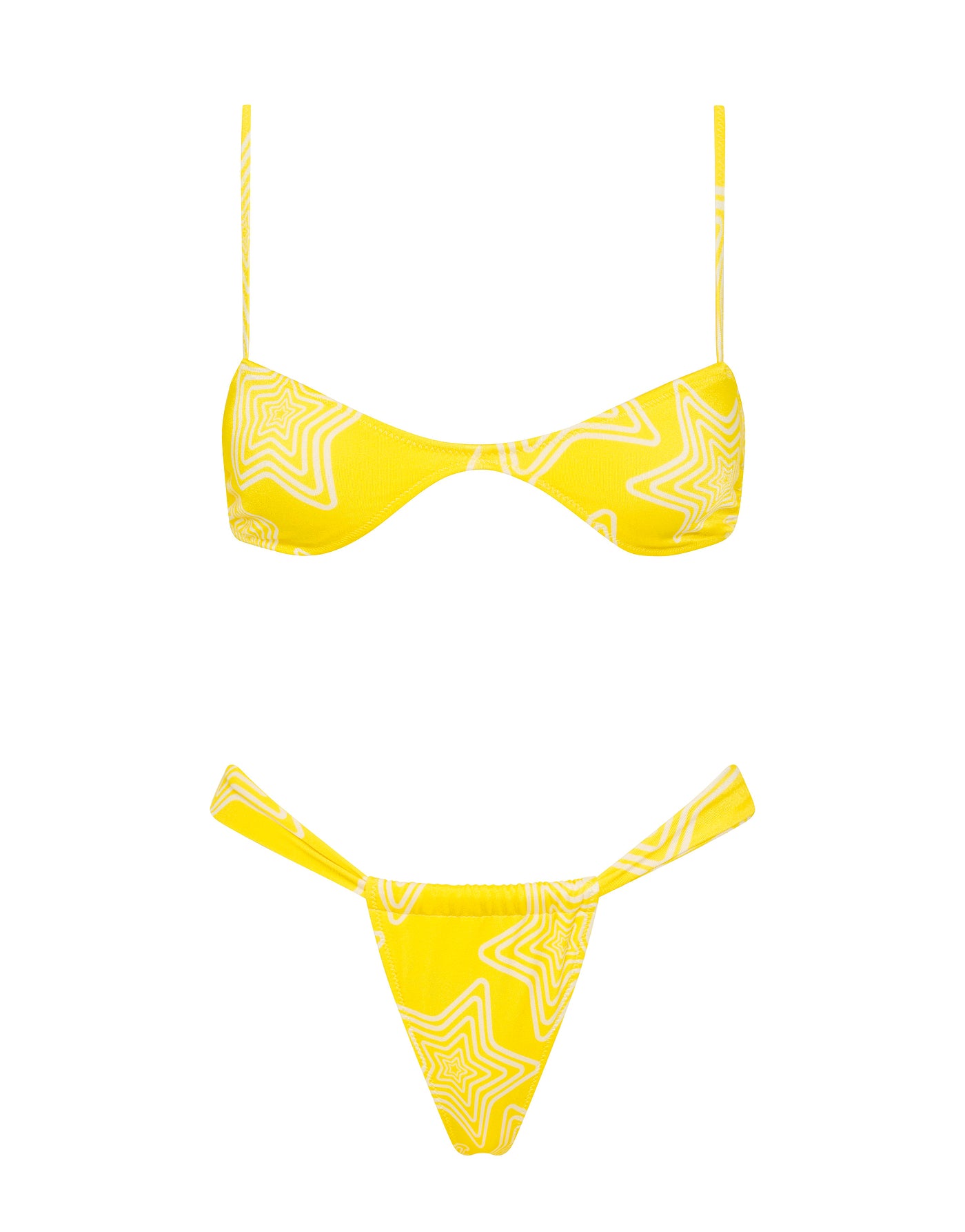 STELL MANCA Yellow Star Scoop Crop Bikini Set