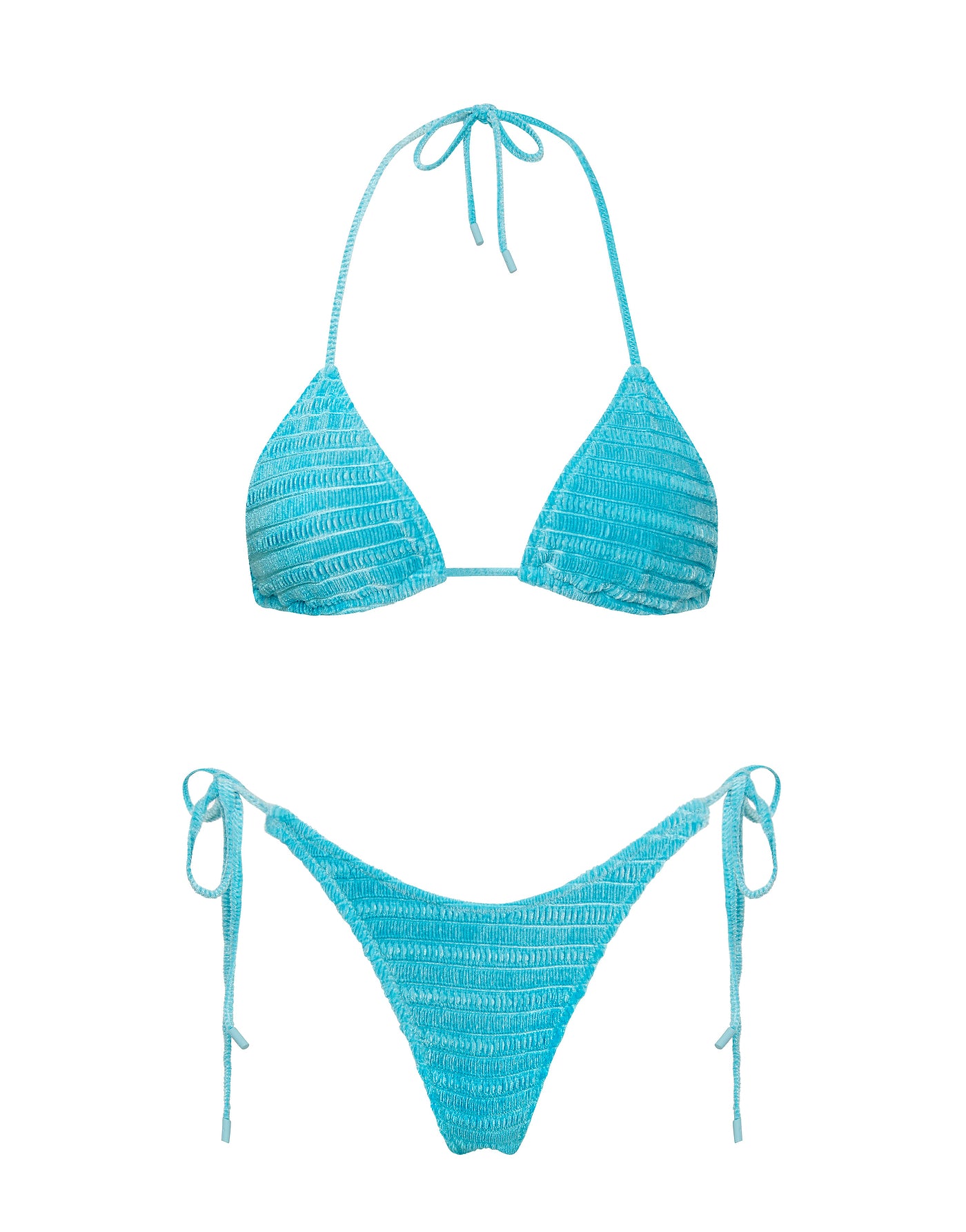 VINCA COTE Blue Velvet Triangle Bikini Set