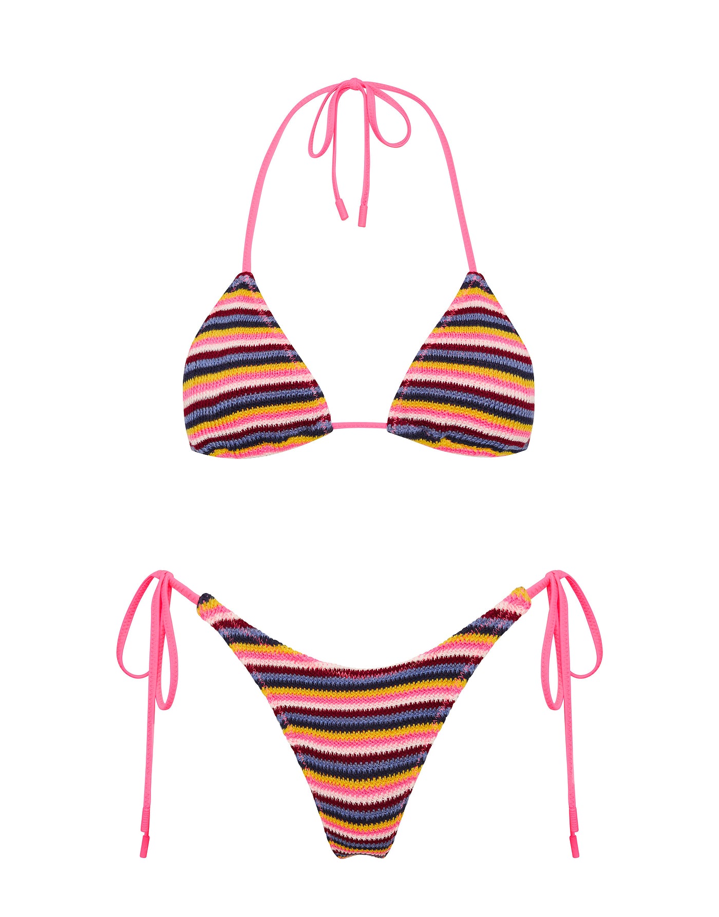 VINCA LONI Stripe Crochet Triangle Bikini Set