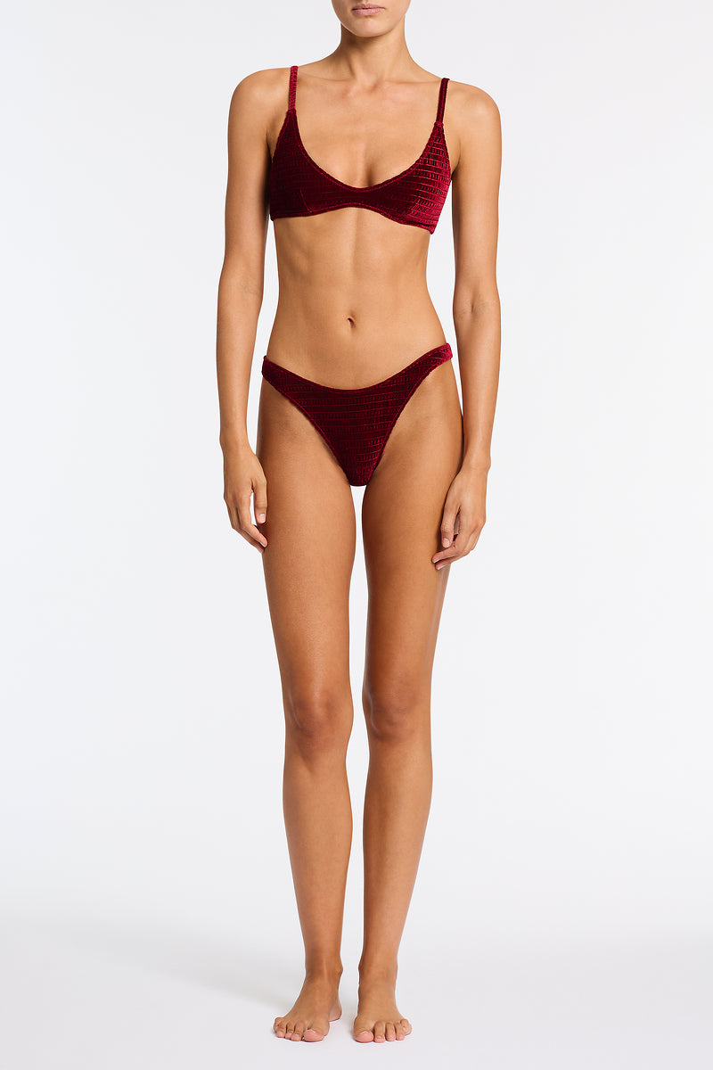 Alternative view of MAIA RONI Burgundy Velvet Scoop Bikini Set