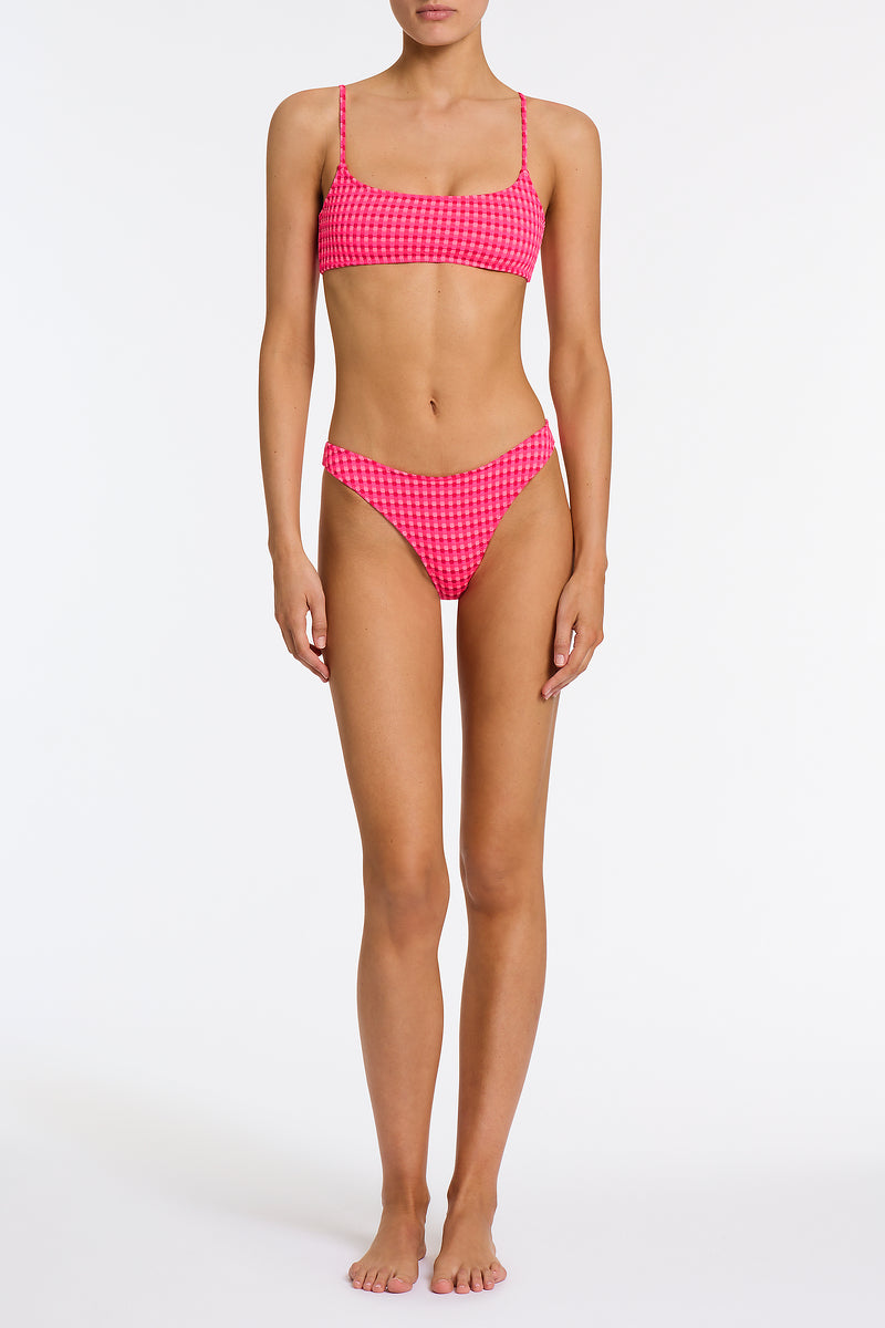 Alternative view of MICA ADAO Pink Textured Crop Bikini Set