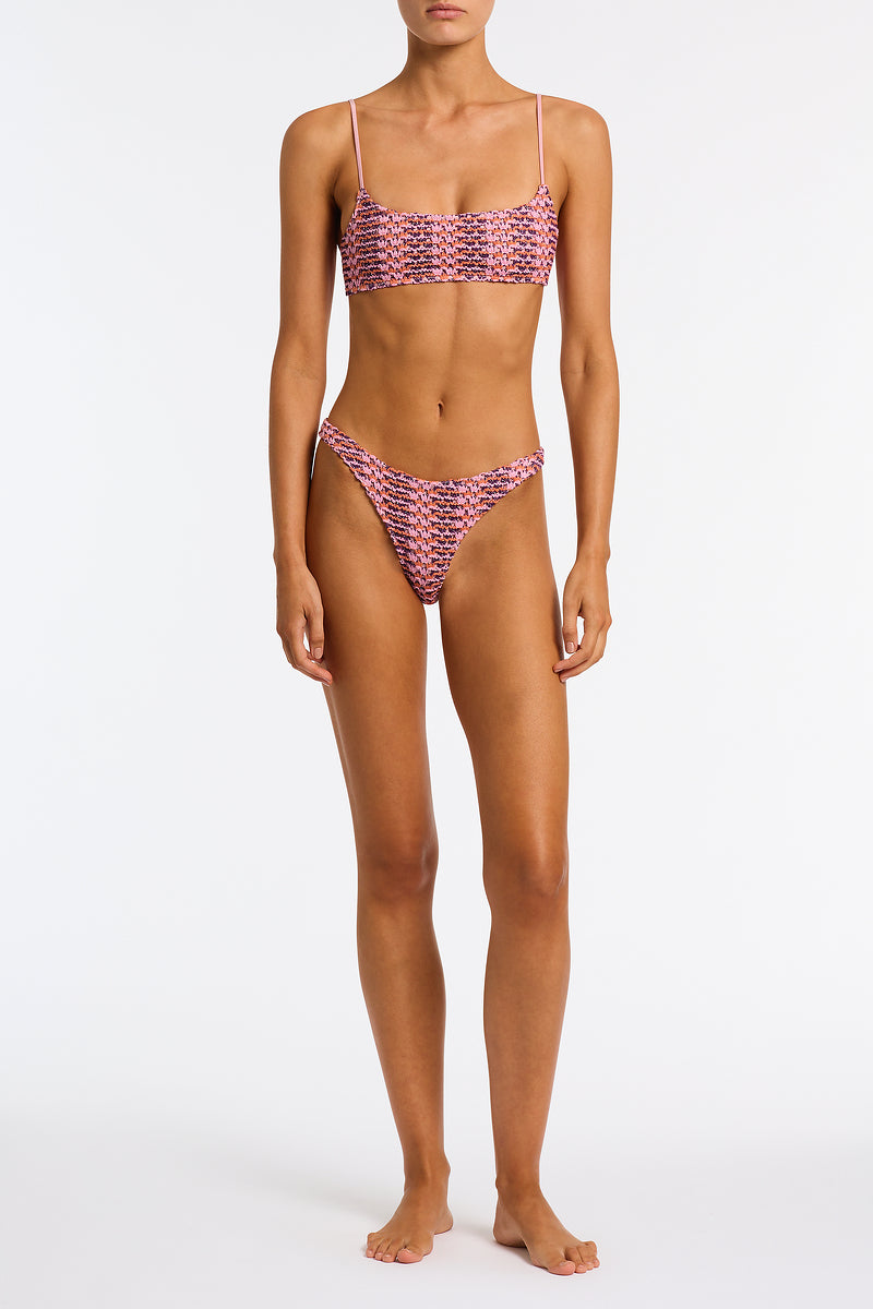 Alternative view of MICA BLOSS Pink Crochet Crop Bikini Set