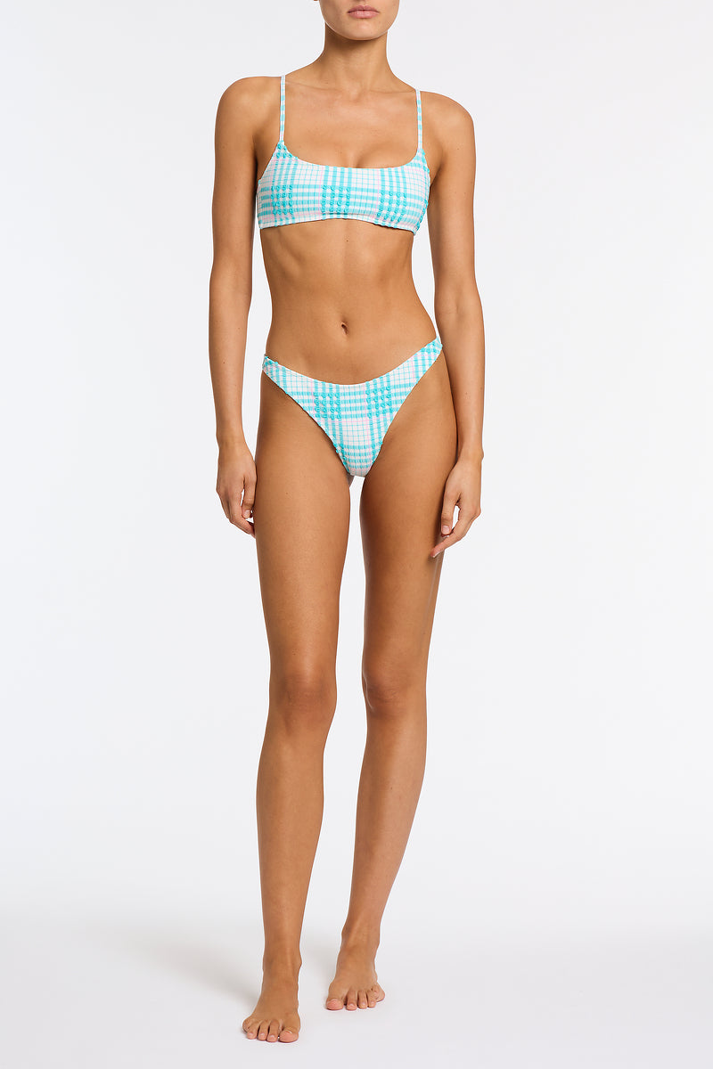 Alternative view of MICA BLUE BLOSS CHECK Crop Bikini Set