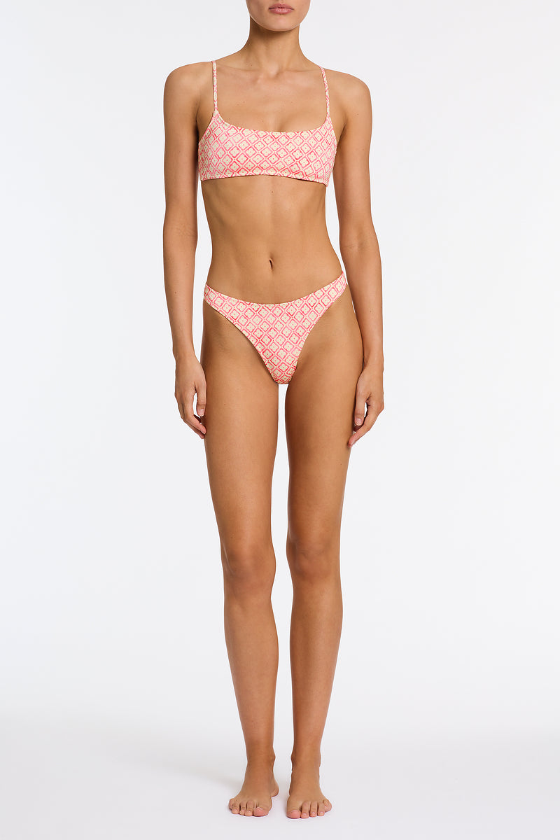 Alternative view of MICA PORTE Pink Geometric Crop Bikini Set
