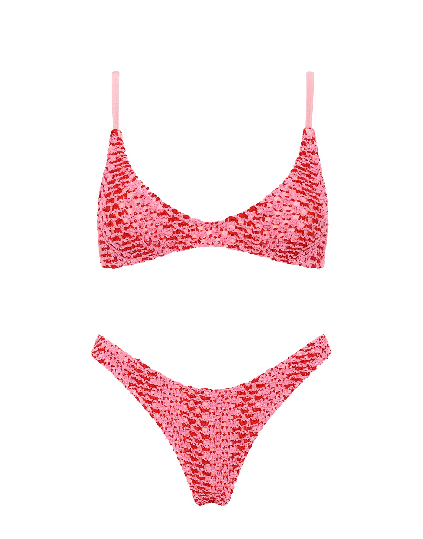 MAIA ALINA Pink Crochet Scoop Bikini Set